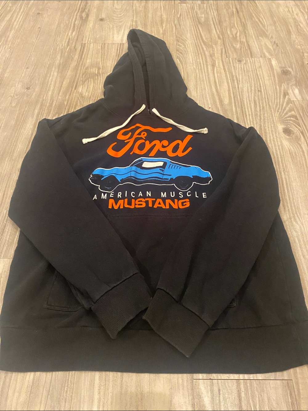 Ford Black Hoodie with Blue Car and Orange Logo